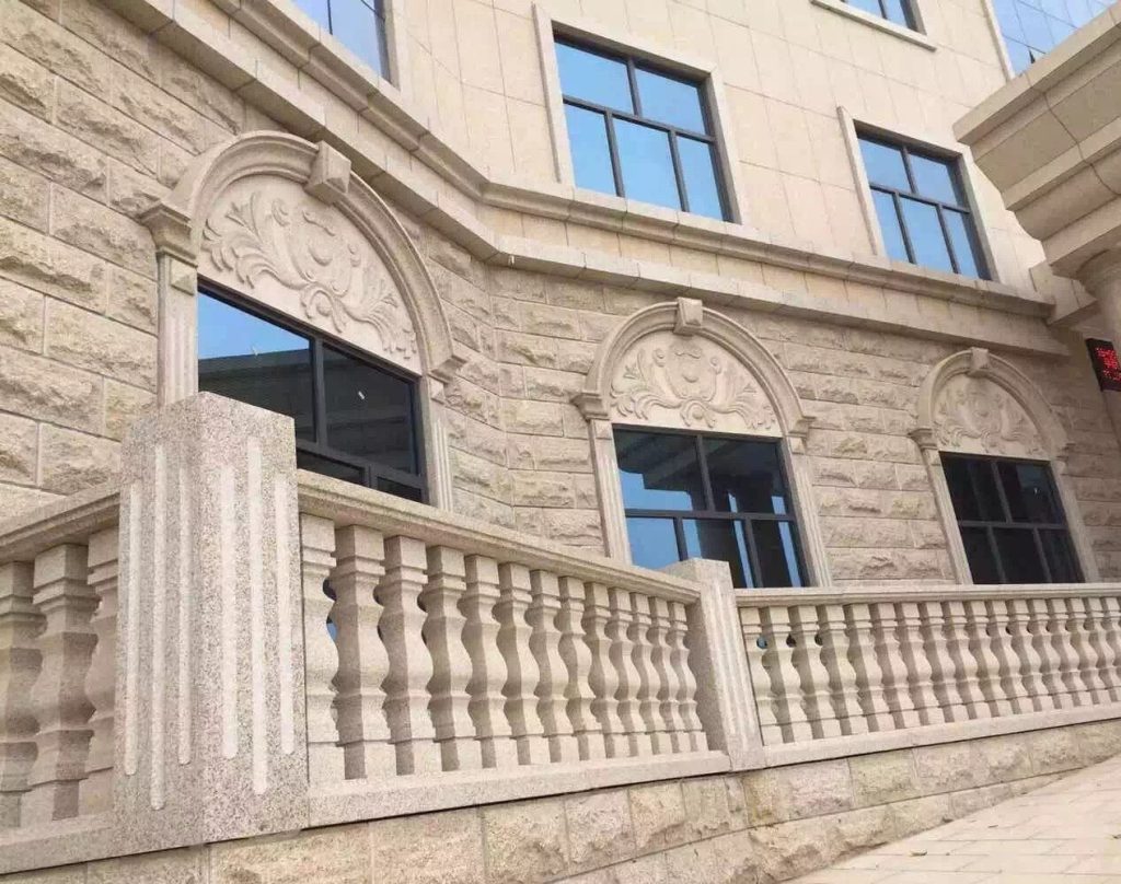 G682 granite facade with balustrades